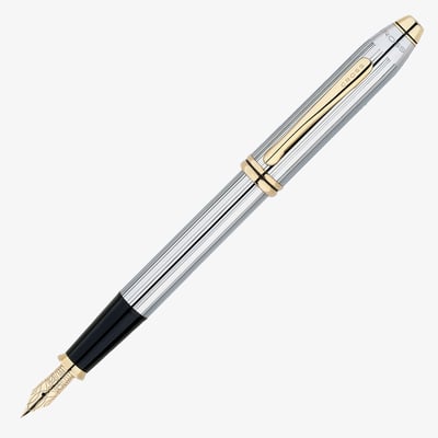 Cross Townsend Fountain Pen - Medalist Chrome and 23KT Gold