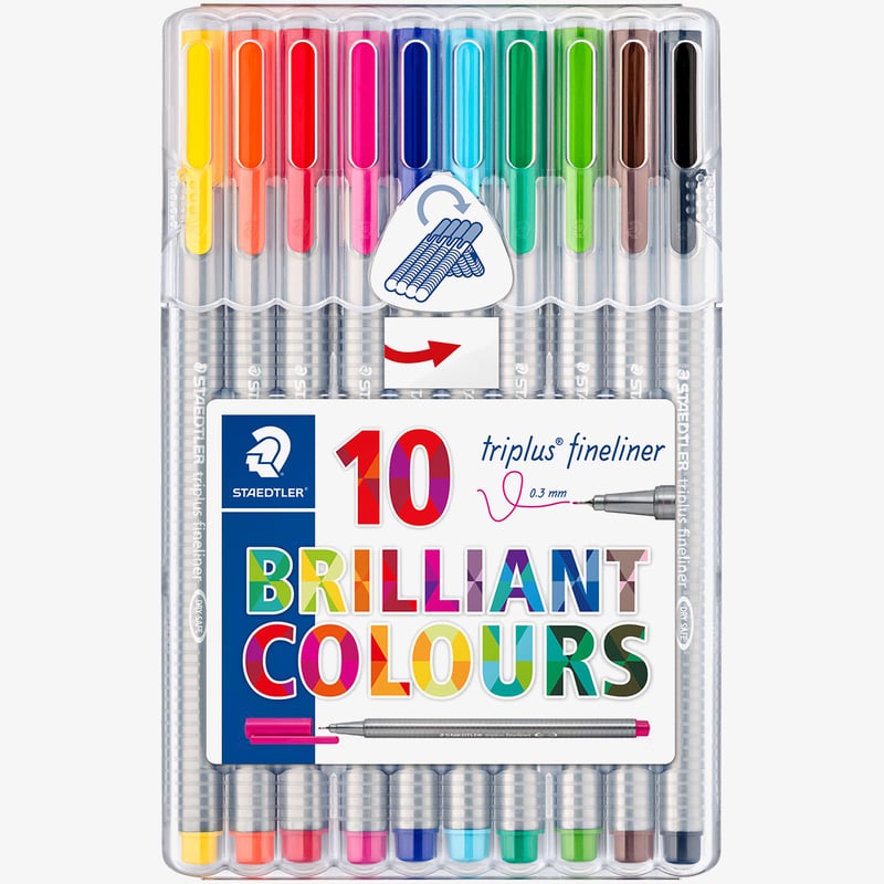 Staedtler Staedtler Triplus Fineliner Pen - Assorted Colours (Pack of 10)