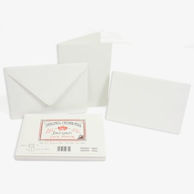 Crown Mill Classics C6 Set of 10 Folded Cards and Envelopes - White