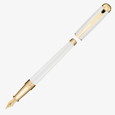 S.T. Dupont Line-D Medium Fountain Pen - Pearl White & Gold