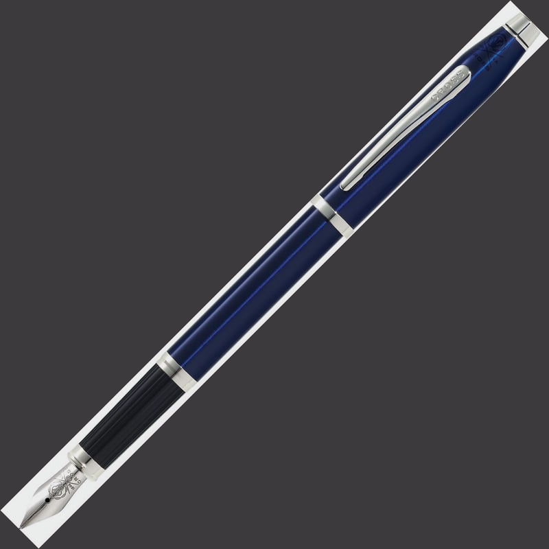 Cross Cross Century II Fountain Pen - Translucent Blue Lacquer Chrome Trim