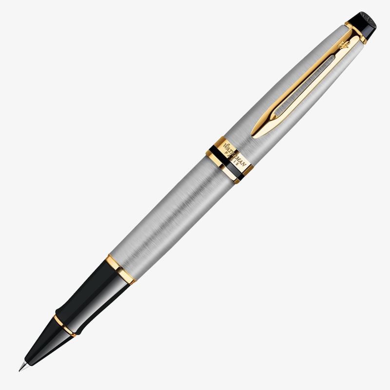 Waterman Waterman Expert Rollerball Pen - Stainless Steel Gold Trim