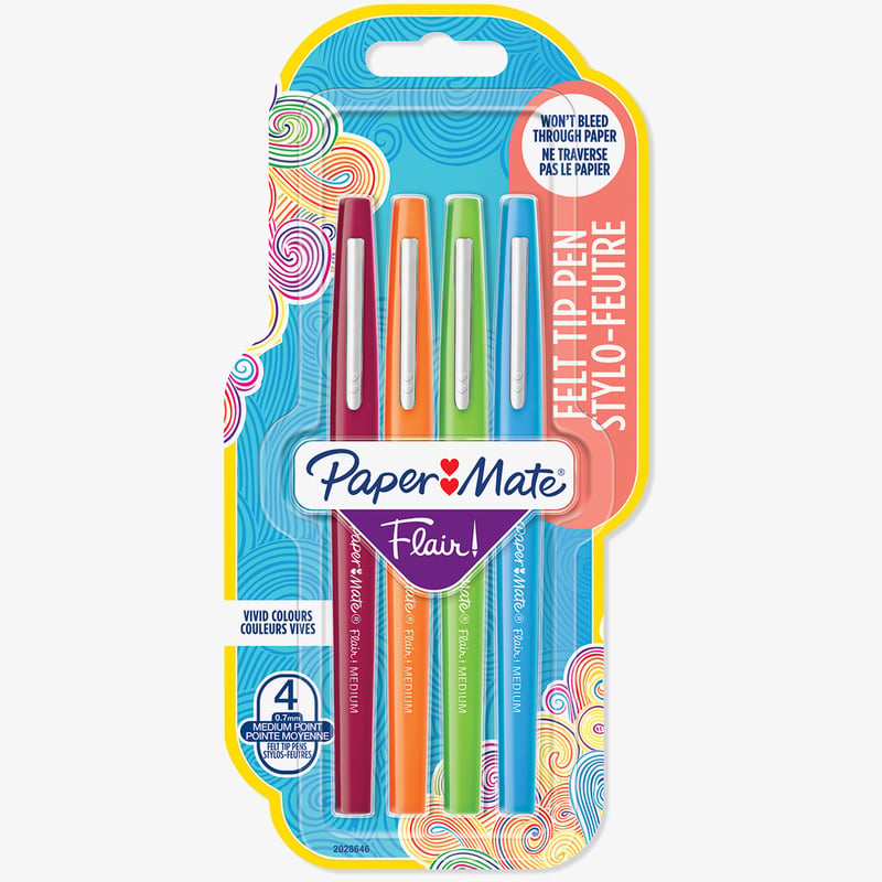 Papermate Papermate Flair Original Fibre Tip Pen - Medium - Fun (Pack of 4)