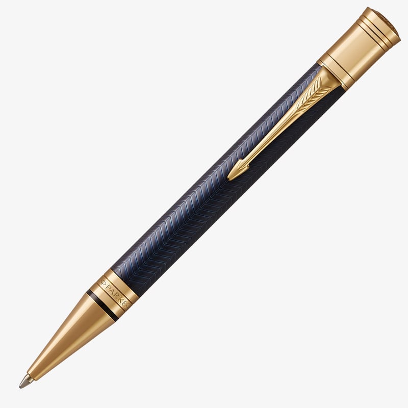 Parker Parker Duofold Prestige Ballpoint Pen - Blue Chevron Gold Trim