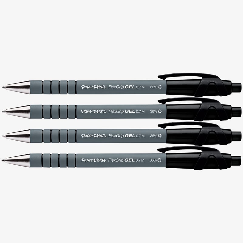 Papermate Papermate Flexgrip Gel Retractable Ballpoint Pen - Medium - Black (Pack of 4)