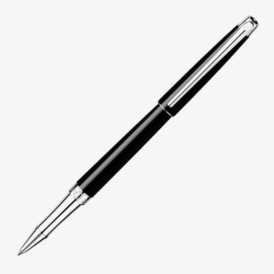 Caran d'Ache Léman Slim Rollerball Pen - Ebony Black Lacquer Rhodium Trim