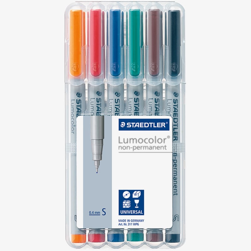 Staedtler Staedtler Lumocolor Nonpermanent Pens - Superfine - Assorted Colours (Pack of 6)