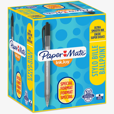 Papermate Papermate Inkjoy 100 Retractable Ballpoint Pen - Medium - Black (Box of 100)