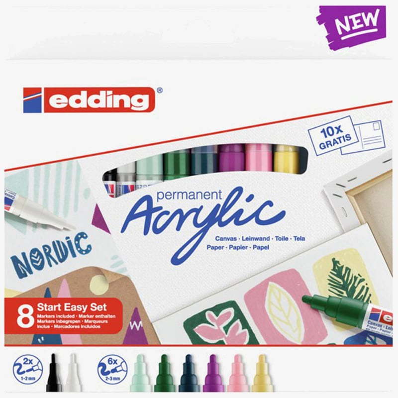 Edding Edding Acrylic Paint Markers - Easy Start Set - Nordic Colours (Pack of 8)