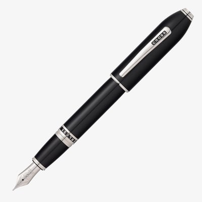 Cross Peerless Fountain Pen - Obsidian Black Lacquer with Platinum-plated Trim