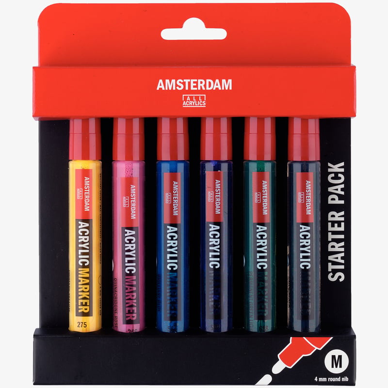Amsterdam Amsterdam All Acrylics Paint Marker - Medium - Basic Set (Pack of 6)