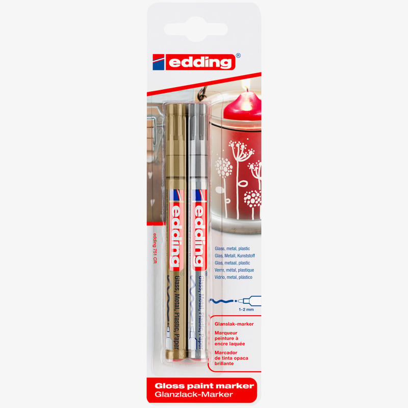 Edding Edding 751 Gloss Paint Markers - Gold & Silver (Blister of 2)
