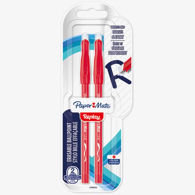 Papermate Papermate Replay Erasable Ballpoint - Medium - Red (Blister of 2)