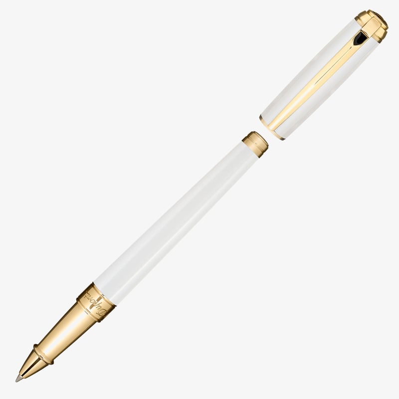 S.T. Dupont S.T. Dupont Line-D Medium Rollerball Pen - Pearl White & Gold
