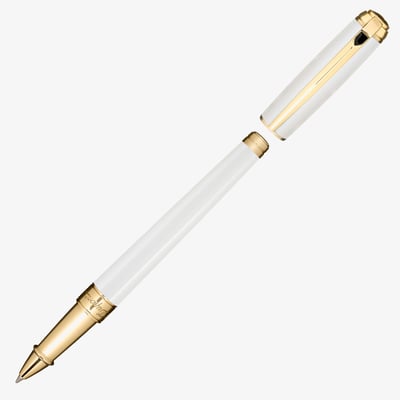 S.T. Dupont Line-D Medium Rollerball Pen - Pearl White & Gold