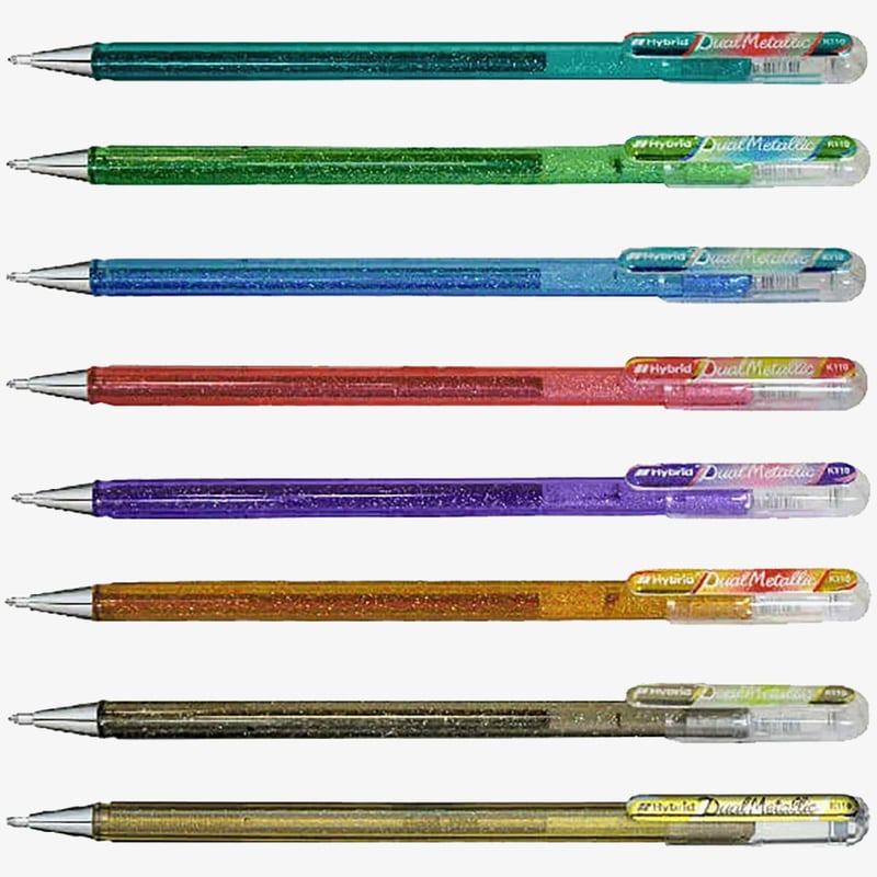 Pentel Pentel Hybrid Dual Gel Pens - Fantasy Colours (Wallet of 8)