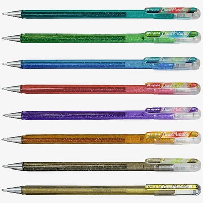 Pentel Pentel Hybrid Dual Gel Pens - Fantasy Colours (Wallet of 8)