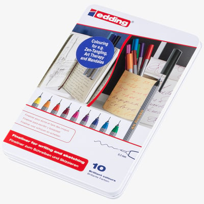 Edding Edding 55 Fineliners - Assorted Colours (Tin of 10)