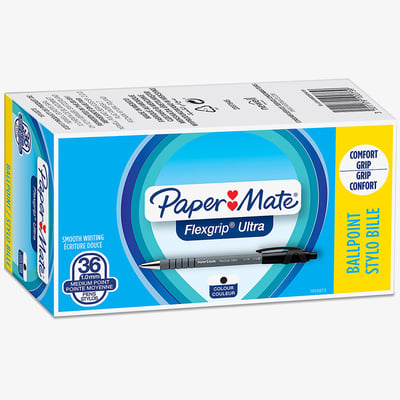 Papermate Papermate Flexgrip Ultra Retractable Ballpoint Pen - Medium - Black (Pack of 36)