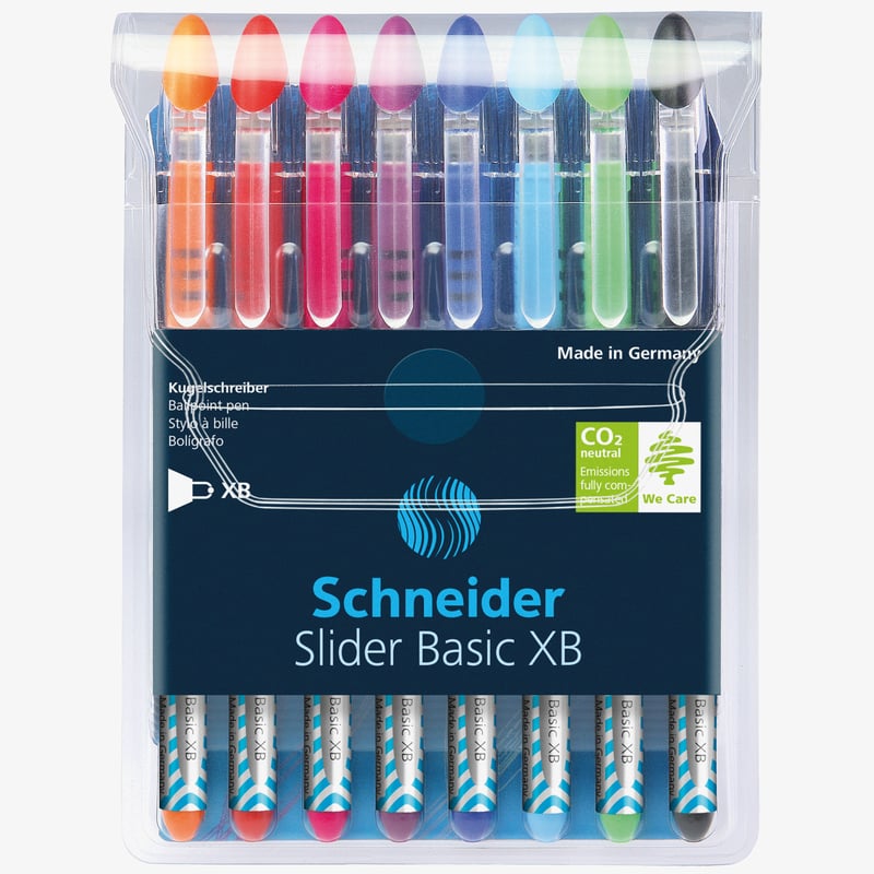 Schneider Schneider Slider Basic Ballpoint Pens - Extra Broad - Assorted Colours (Pack of 8)