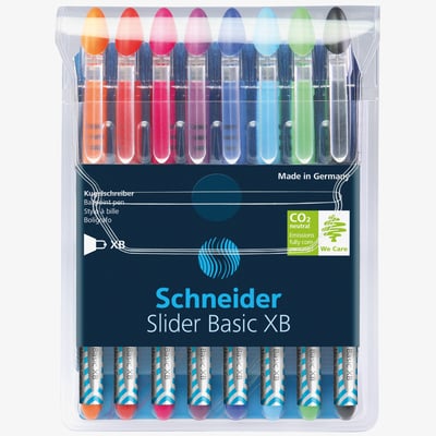 Schneider Schneider Slider Basic Ballpoint Pens - Extra Broad - Assorted Colours (Pack of 8)