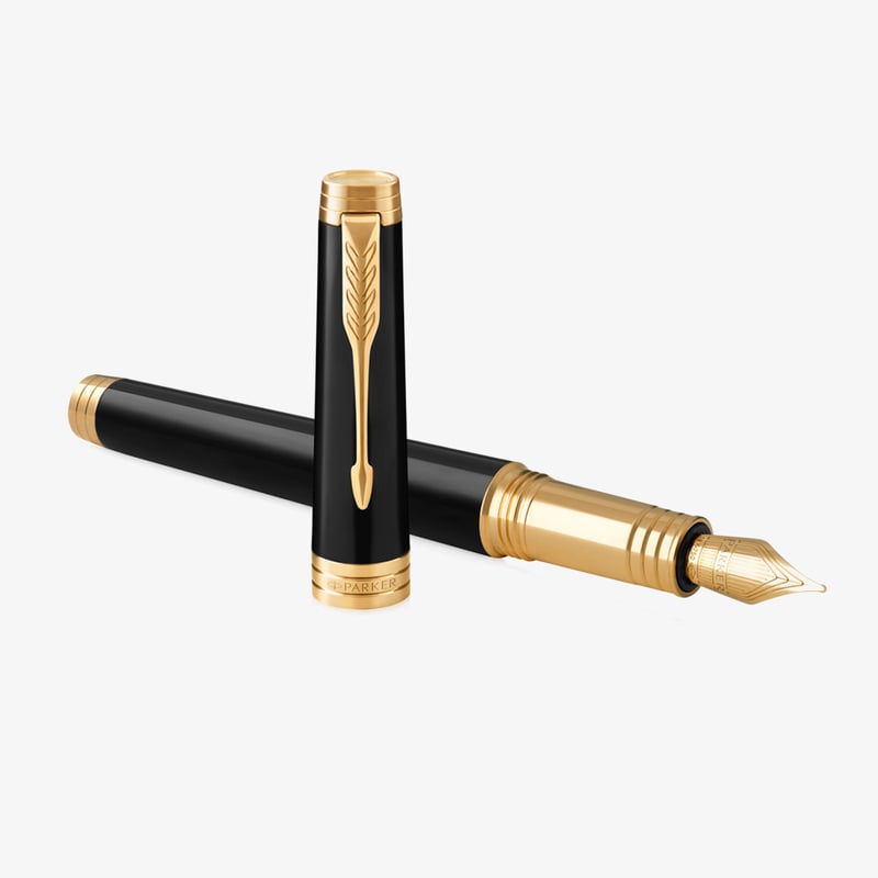 Parker Premier Fountain Pen - Black Lacquer Gold Trim - The Online