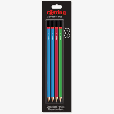 Rotring Woodcase pencil - Assorted Colours - HB (Blister of 4)