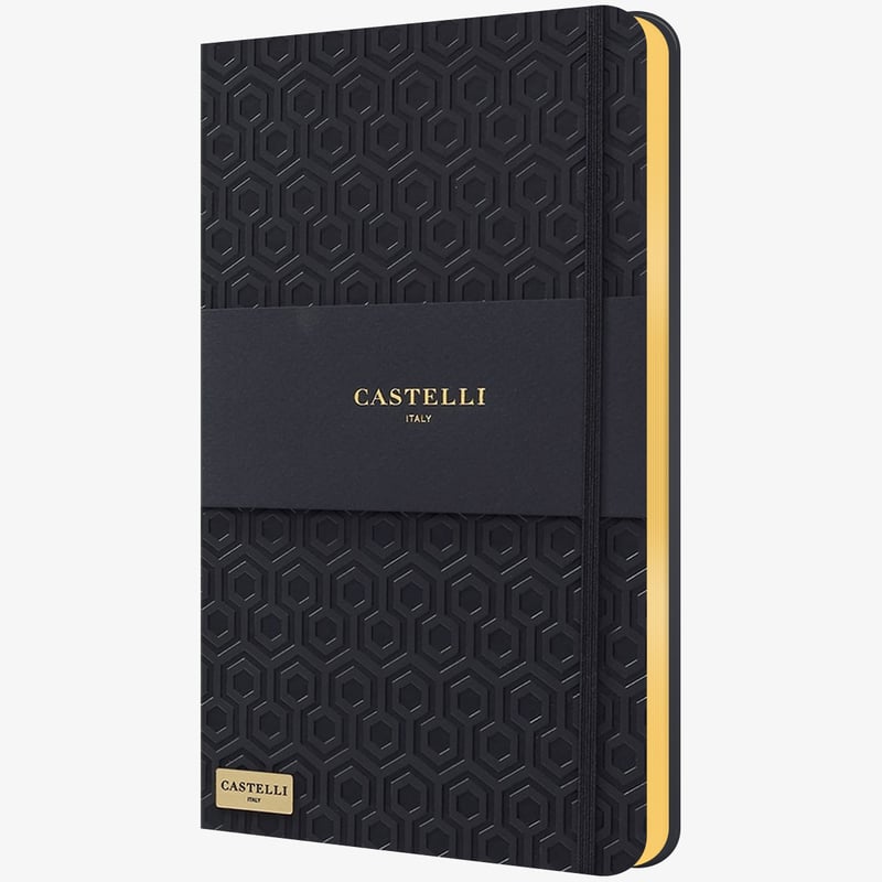 Castelli Castelli Hardback Medium Notebook - Ruled - Honeycomb Black