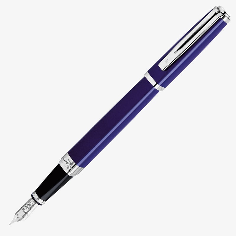 Waterman Waterman Exception Fountain Pen Slim - Blue Lacquer Silver Trim