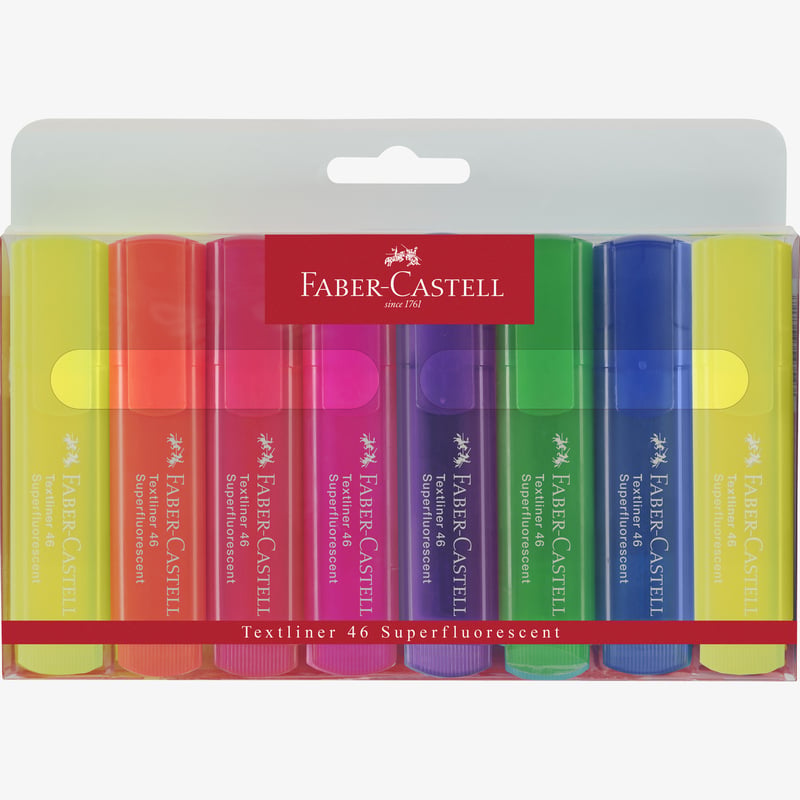 Faber-Castell Faber-Castell Textliner 46 Highlighter - Super Flourescent (Wallet of 8)