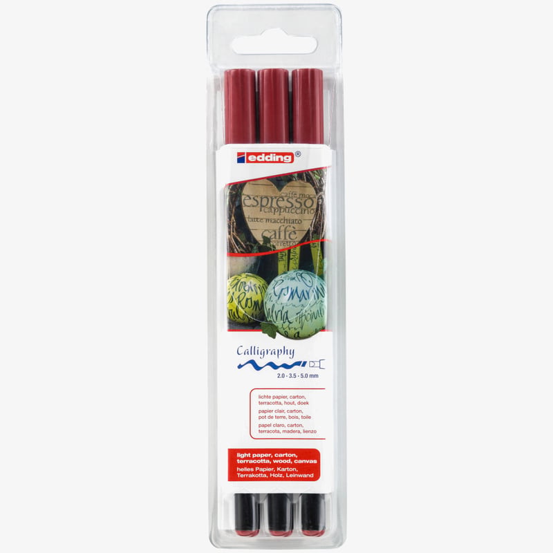Edding Edding 1255 Calligraphy Pens - Crimson Lake (Wallet of 3)