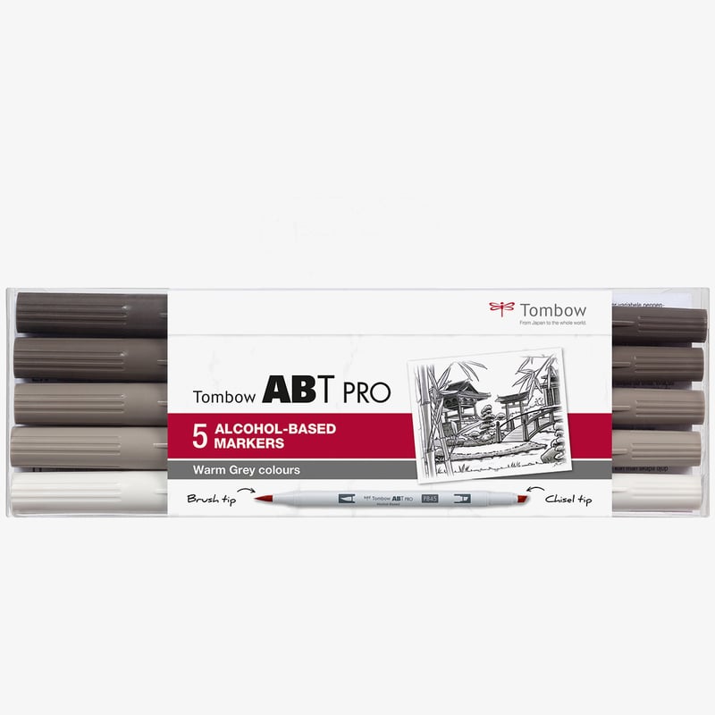 Tombow Tombow ABT PRO Markers - Warm Grey Colours (Pack of 5)
