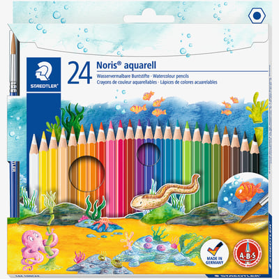 Staedtler Noris Club Aquarell Watercolour Pencils with Paint Brush (Pack of 24)