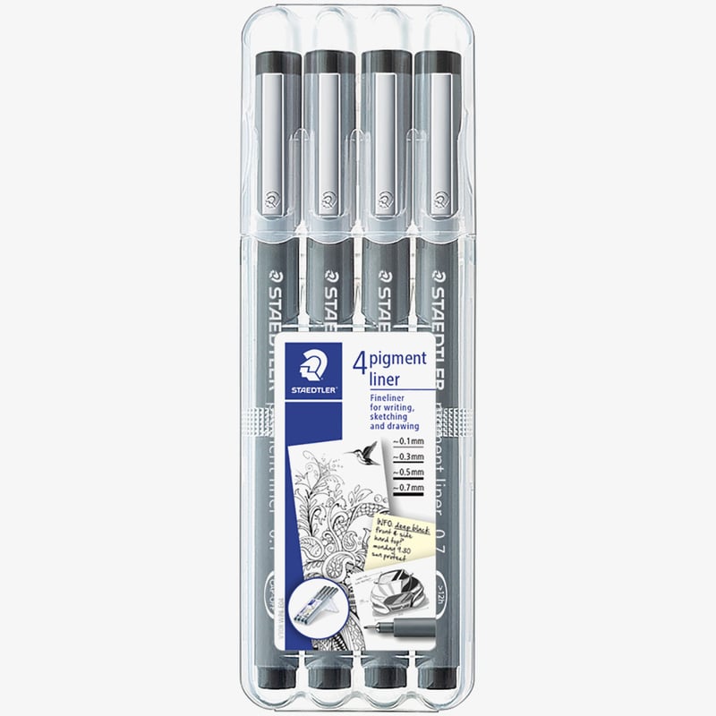Staedtler Staedtler Pigment Liners - Assorted Tip Sizes (Pack of 4)