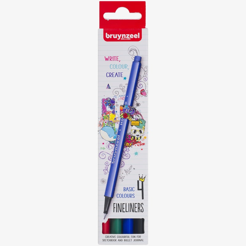 Bruynzeel Bruynzeel Fineliner Set - Basic Colours - Pack of 4