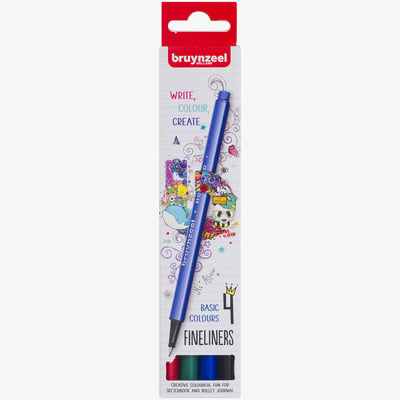 Bruynzeel Fineliner Set - Basic Colours - Pack of 4