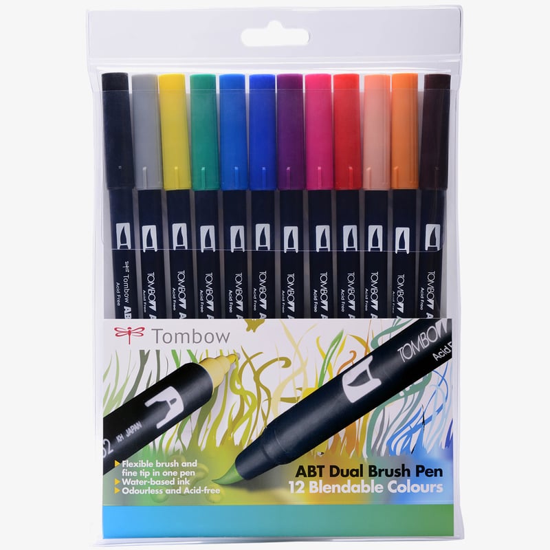 Tombow Tombow ABT Dual Brush Pens - Primary Colours (Pack of 12)