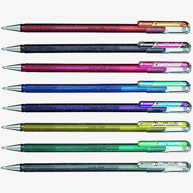 Pentel Pentel Hybrid Dual Gel Pens - Assorted Colours (Wallet of 8)