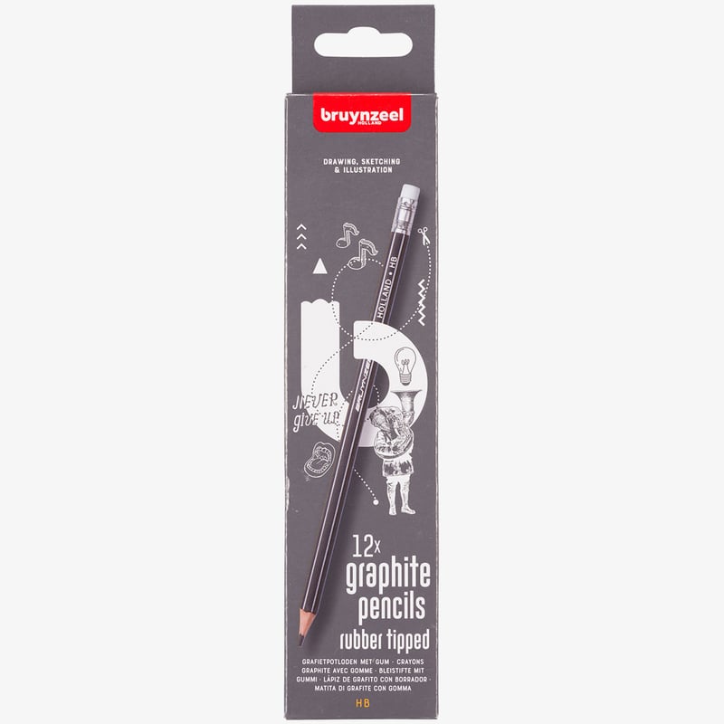 Bruynzeel Bruynzeel Graphite Pencils with Eraser Tip - HB (Set of 12)