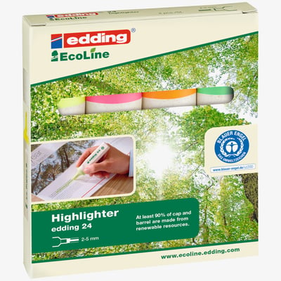 Edding Edding 24 EcoLine Highlighters - Assorted Colours (Pack of 4)