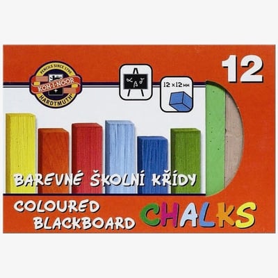 Koh-I-Noor Coloured Blackboard Chalks - Assorted Colours (Pack of 12)