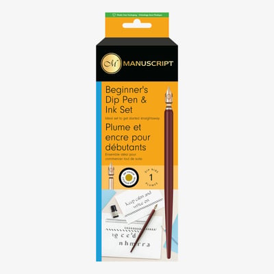 Manuscript Dip Pen Set - Round Hand Nib, Holder & Gold Ink