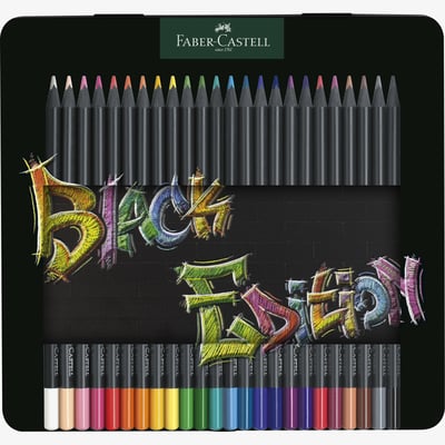 Faber-Castell Black Edition Colour Pencils - Tin of 24