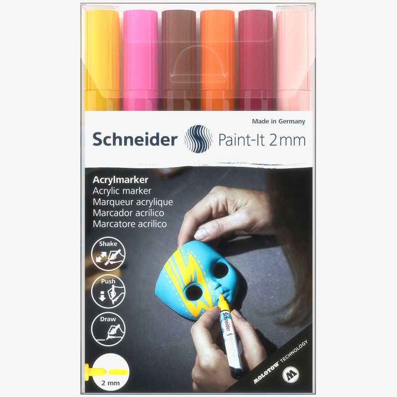 Schneider Schneider Paint-It 310 Acrylic Markers - 2mm - Set 3 (Pack of 6)