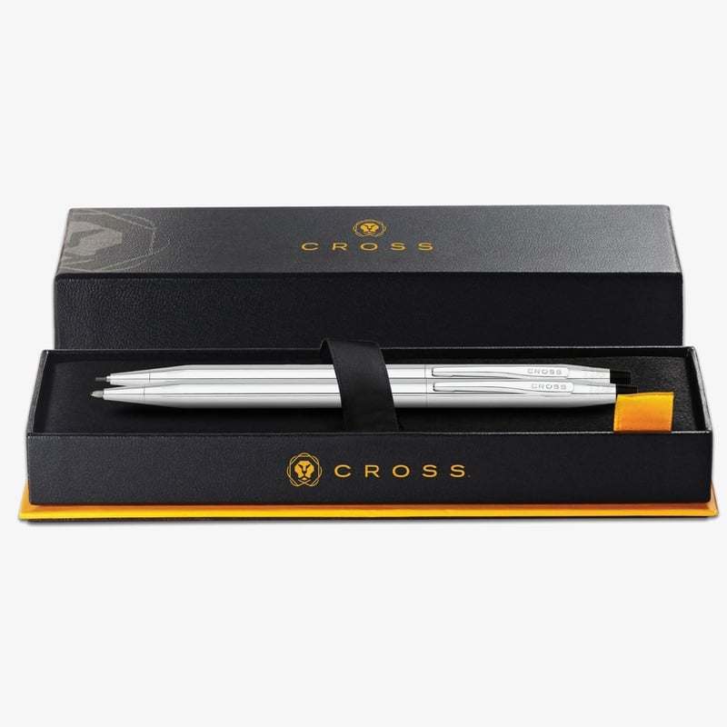 Cross Cross Classic Century Ballpoint Pen and Pencil Set - Medalist Chrome & Gold