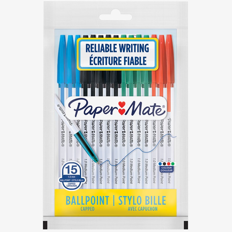 Papermate Papermate 045 Capped Ballpoint pen - Medium - Assorted Colours (Pack of 15)