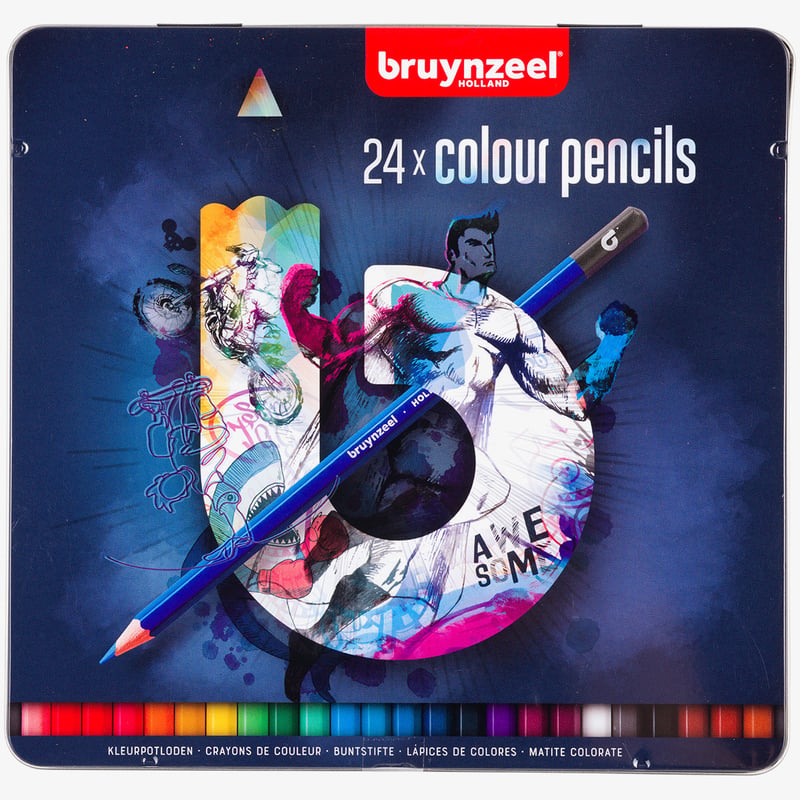 Bruynzeel Bruynzeel Colouring Pencils - Dark Colours (Tin of 24)