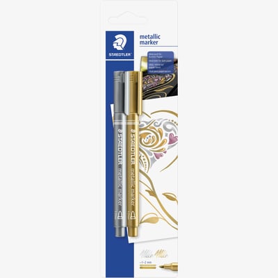 Staedtler Staedtler Metallic Fibre Tip Markers - Gold & Silver (Pack of 2)