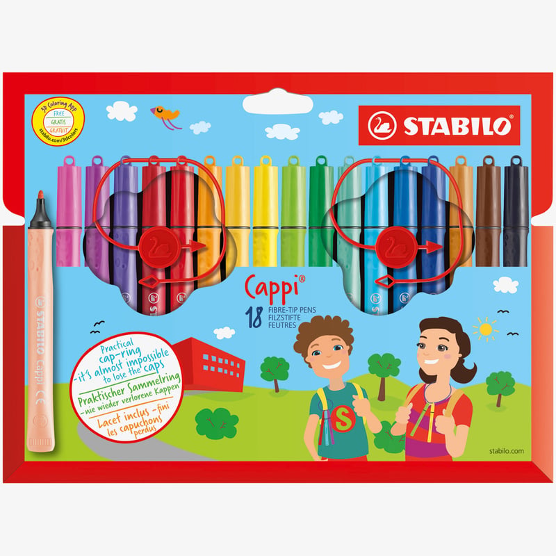STABILO STABILO Cappi Fibre Tip Pens - Assorted Colours (Pack of 18)