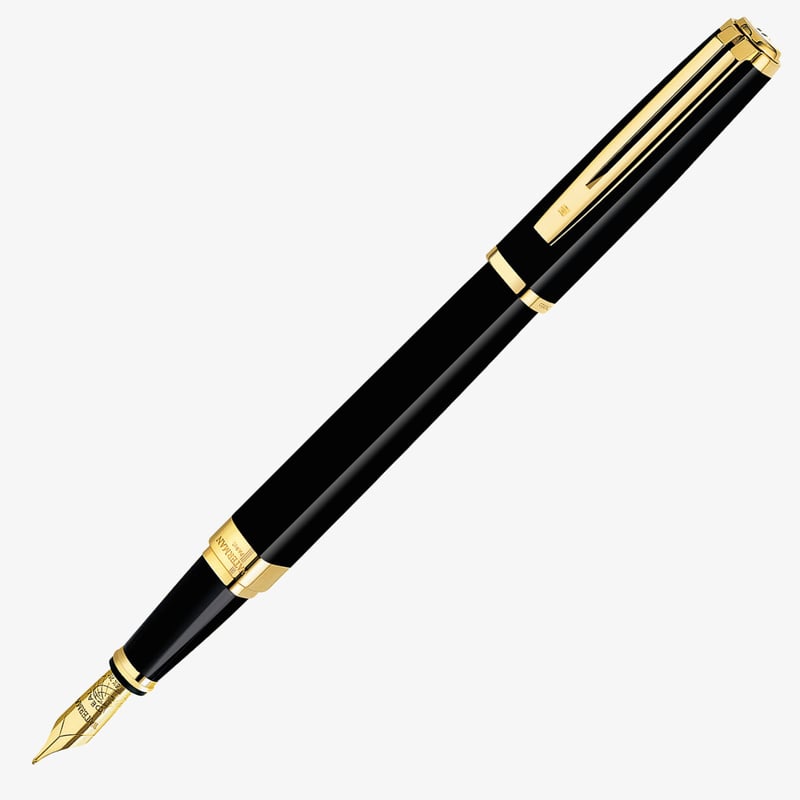 Waterman Waterman Exception Fountain Pen Slim - Black Lacquer Gold Trim